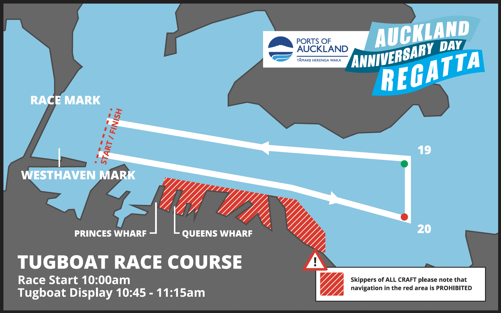 Tugboat and Classic Launch Race Safety Message Auckland Anniversary Regatta